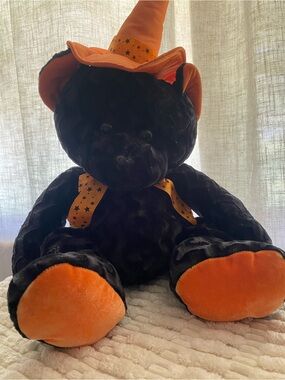 Vintage Sugar Loaf Halloween Black Bear Witch Hat Plush Stuffed Animal